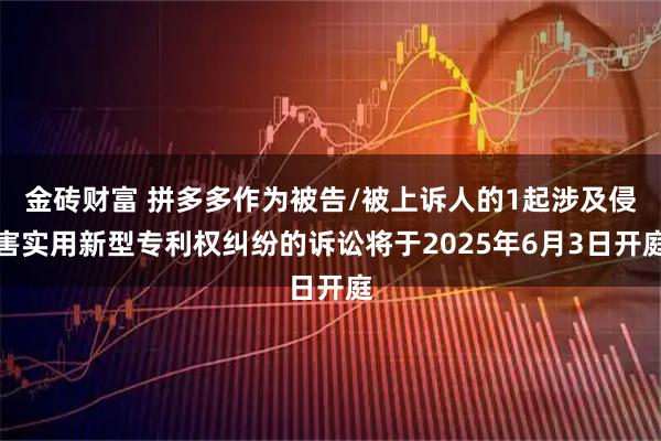 金砖财富 拼多多作为被告/被上诉人的1起涉及侵害实用新型专利权纠纷的诉讼将于2025年6月3日开庭