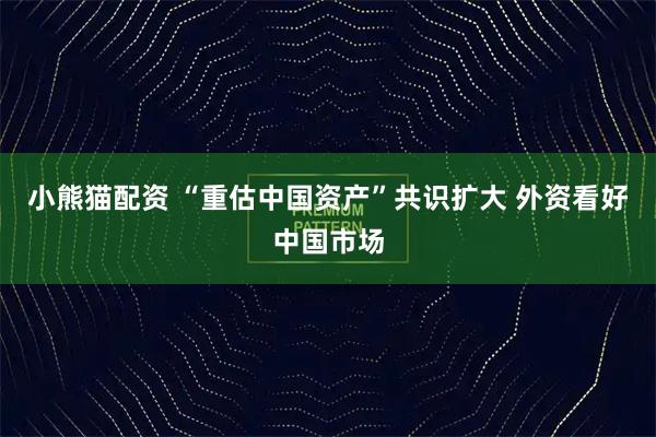 小熊猫配资 “重估中国资产”共识扩大 外资看好中国市场