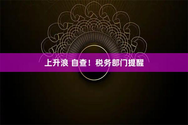 上升浪 自查！税务部门提醒